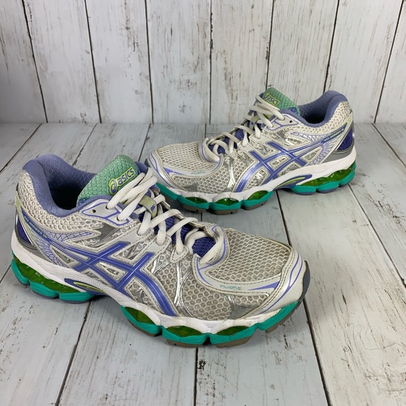 Asics Gel Nimbus 16 Fluid Fit White Purple Teal Womens Size 7 - Picture 2 of 10